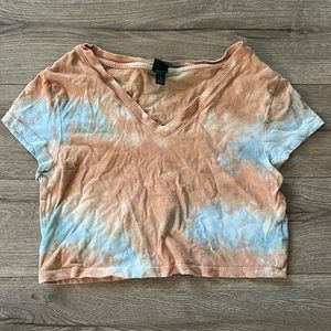 XS Wild Fable Crop Top in Light Orange and Sky Blue